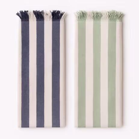 Blue Stripe & Green Stripe Bamboo Towel