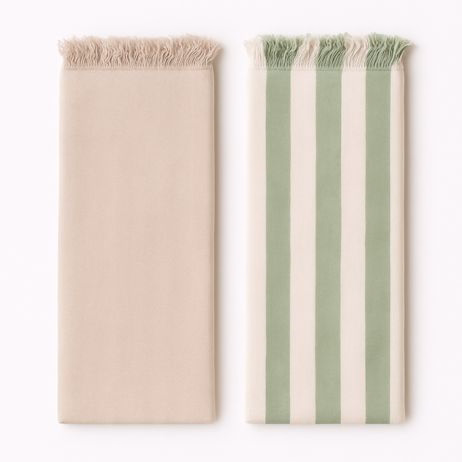 Brown & Green Stripe Bamboo Towel